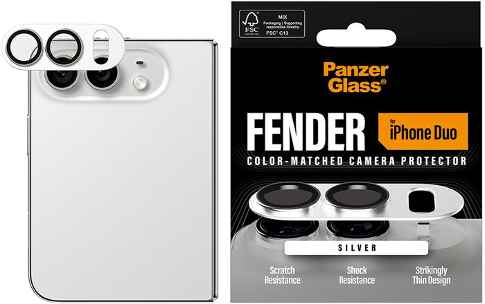 PanzerGlass iPhone Duo Fender linsuvörn - Silfur