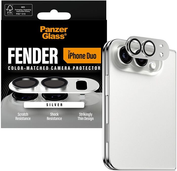 PanzerGlass iPhone Duo Fender linsuvörn - Silfur
