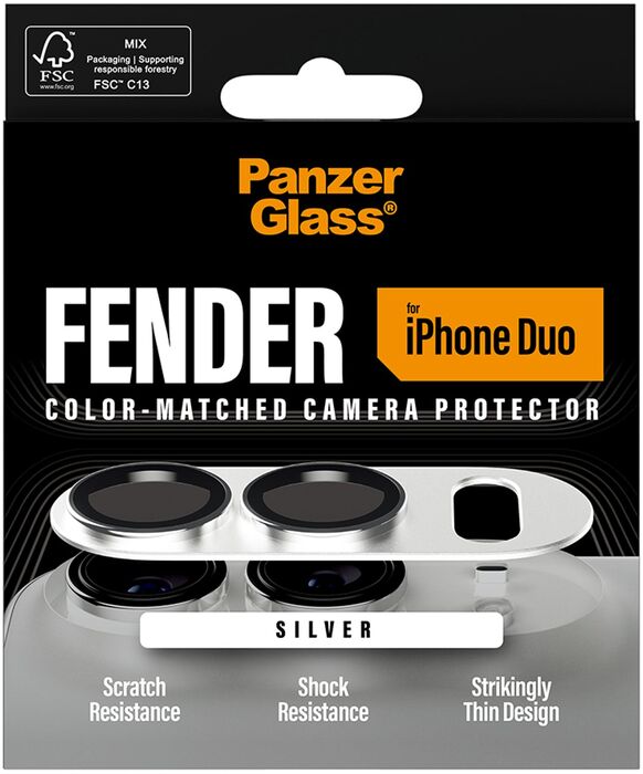 PanzerGlass iPhone Duo Fender linsuvörn - Silfur