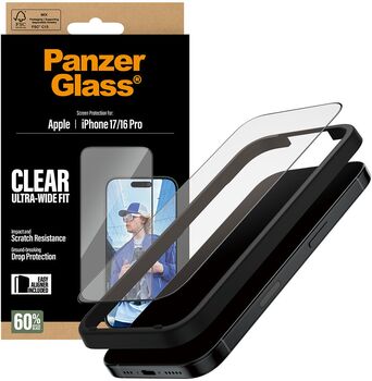 PanzerGlass iPhone 17/16 Pro öryggisgler með EasyAligner