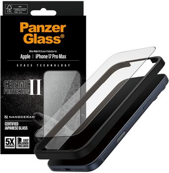 PanzerGlass iPhone 17 Pro Max Ceramic II öryggisgler með EasyAligner