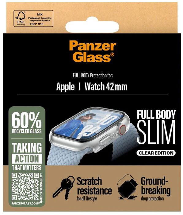 PanzerGlass hlíf fyrir Apple úr 11/10 42mm - Glær