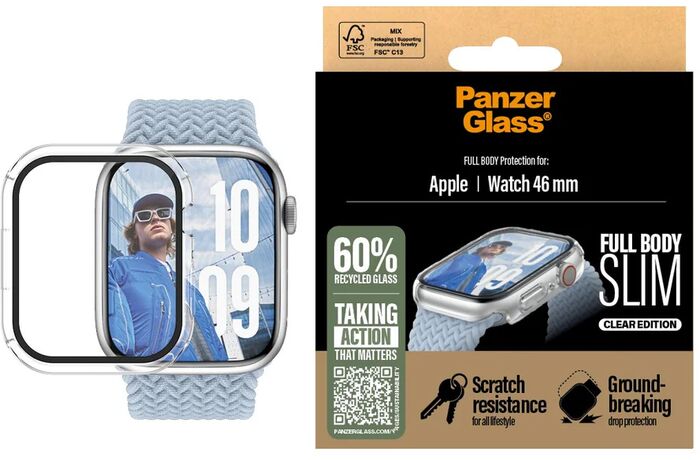 PanzerGlass hlíf fyrir Apple úr 11/10 46mm - Glær
