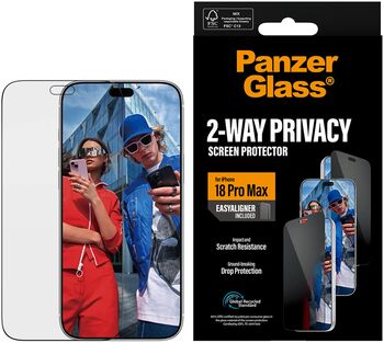 PanzerGlass iPhone 18 Pro Max öryggisgler með skjásíu og EasyAligner
