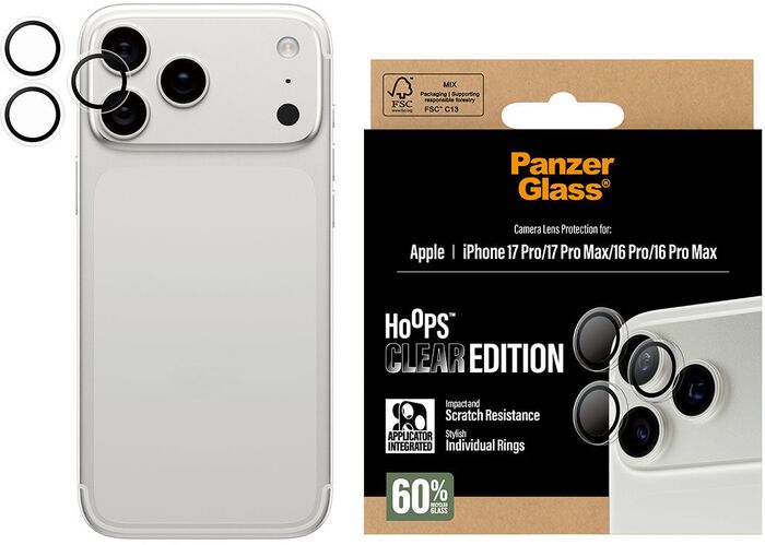 Product image not available for PanzerGlass iPhone 17 Pro/17 Pro Max/16 Pro/16 Pro Max Hoops linsuvörn - Glær