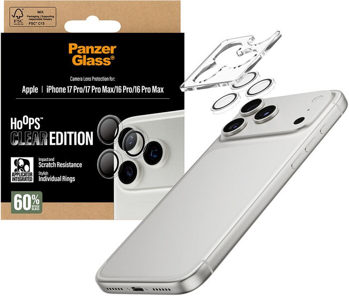 Product image not available for PanzerGlass iPhone 17 Pro/17 Pro Max/16 Pro/16 Pro Max Hoops linsuvörn - Glær