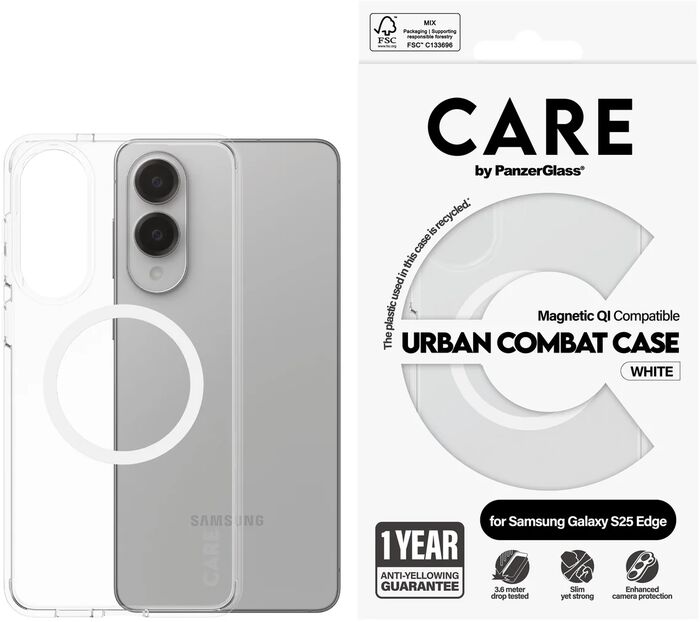 PanzerGlass Care Samsung S25 Edge Urban Combat símahulstur - Hvítt