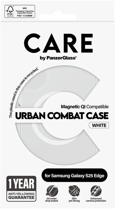 PanzerGlass Care Samsung S25 Edge Urban Combat símahulstur - Hvítt