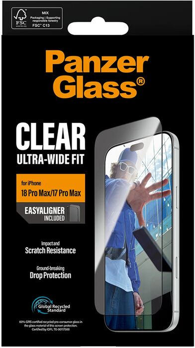 PanzerGlass iPhone 18/17 Pro Max öryggisgler með EasyAligner
