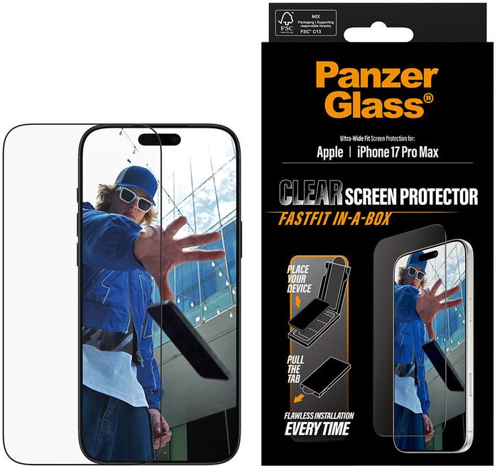 Product image not available for PanzerGlass iPhone 17 Pro Max Fastfit in-a-box öryggisgler