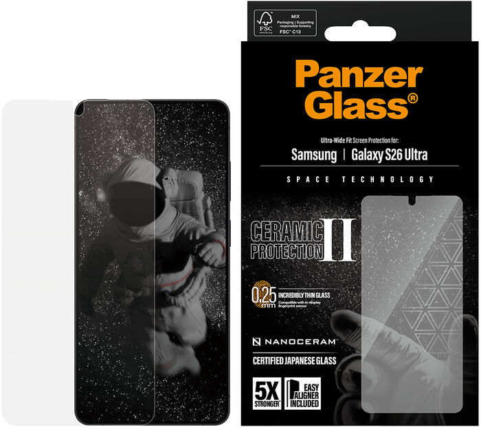 PanzerGlass Samsung S26 Ultra Ceramic II öryggisgler með EasyAligner