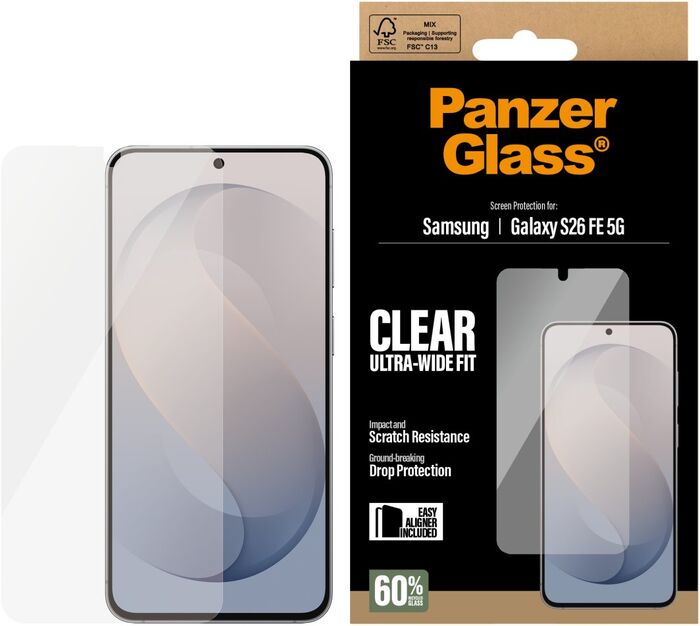 PanzerGlass Samsung Galaxy S26 FE skjávörn með EasyAligner