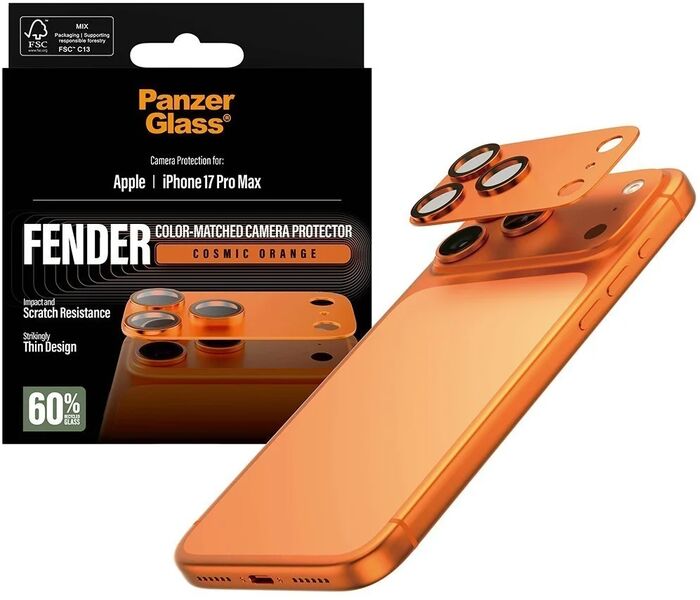 PanzerGlass iPhone 17 Pro Max FENDER linsuvörn - Appelsínugul