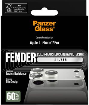 PanzerGlass iPhone 17 Pro FENDER linsuvörn - Silfur