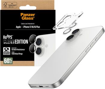 PanzerGlass iPhone 17/16/16 Plus Hoops linsuvörn - Glær