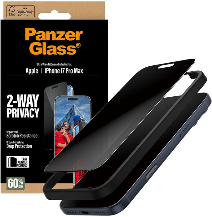 Product image not available for PanzerGlass iPhone 17 Pro Max öryggisgler með skjásíu og EasyAligner