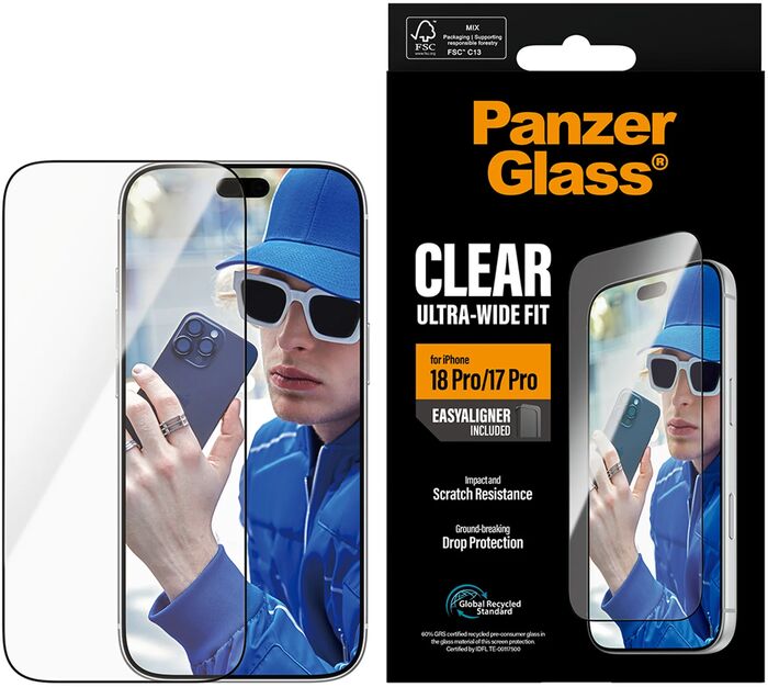 PanzerGlass iPhone 18/17 Pro öryggisgler með EasyAligner
