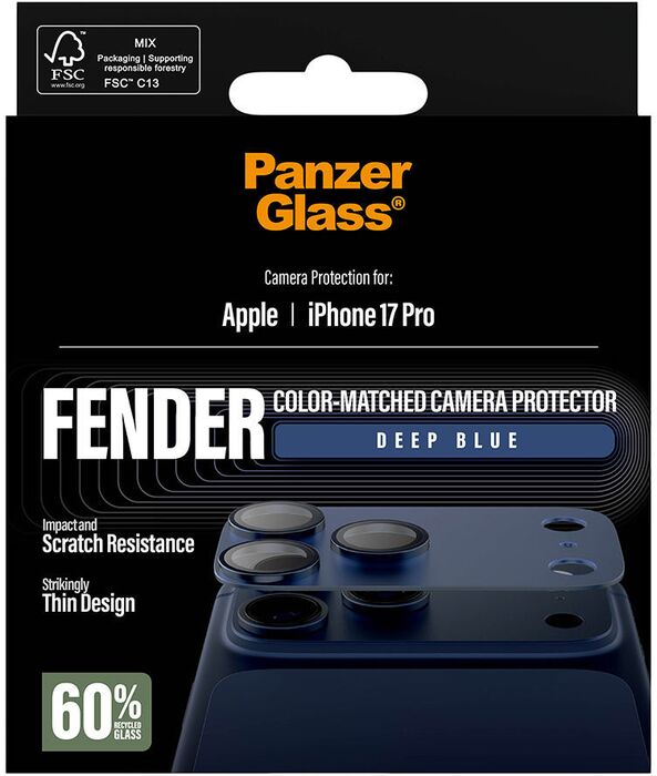 PanzerGlass iPhone 17 Pro FENDER linsuvörn - Blá