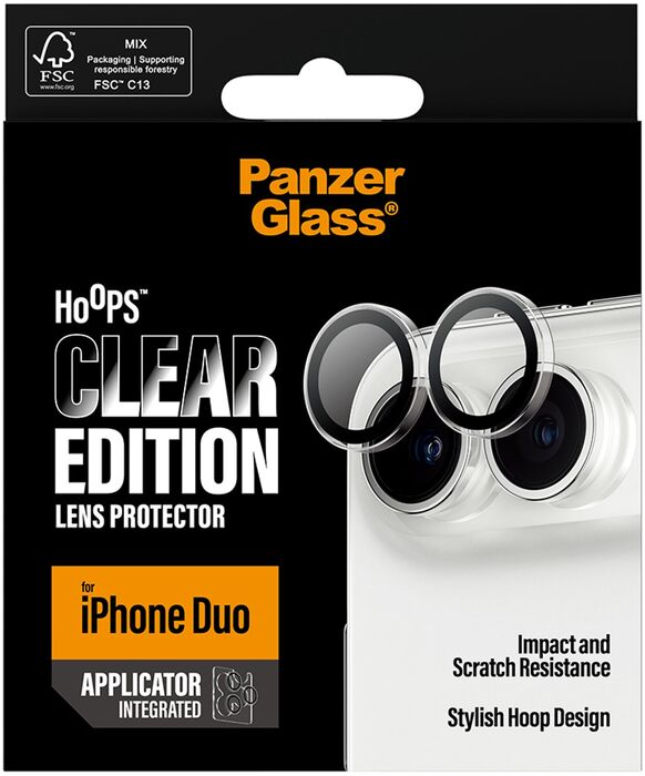 PanzerGlass iPhone Duo Hoops linsuvörn - Glær