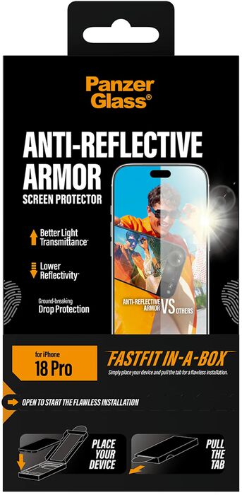 PanzerGlass iPhone 18 Pro Fastfit öryggisgler m. glampavörn