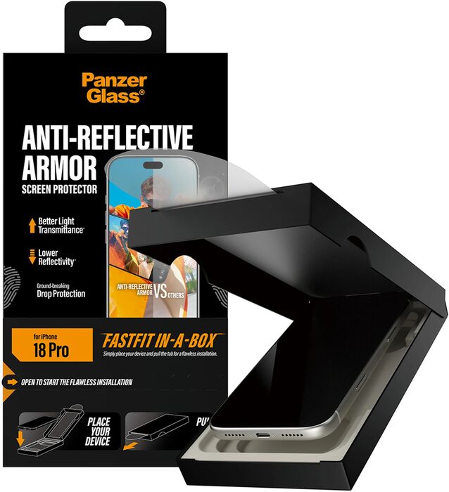 PanzerGlass iPhone 18 Pro Fastfit öryggisgler m. glampavörn