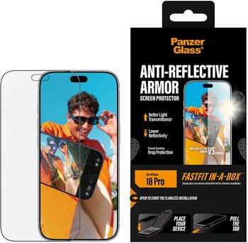 PanzerGlass iPhone 18 Pro Fastfit öryggisgler m. glampavörn