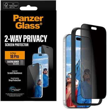 PanzerGlass iPhone 18 Pro öryggisgler með skjásíu og EasyAligner