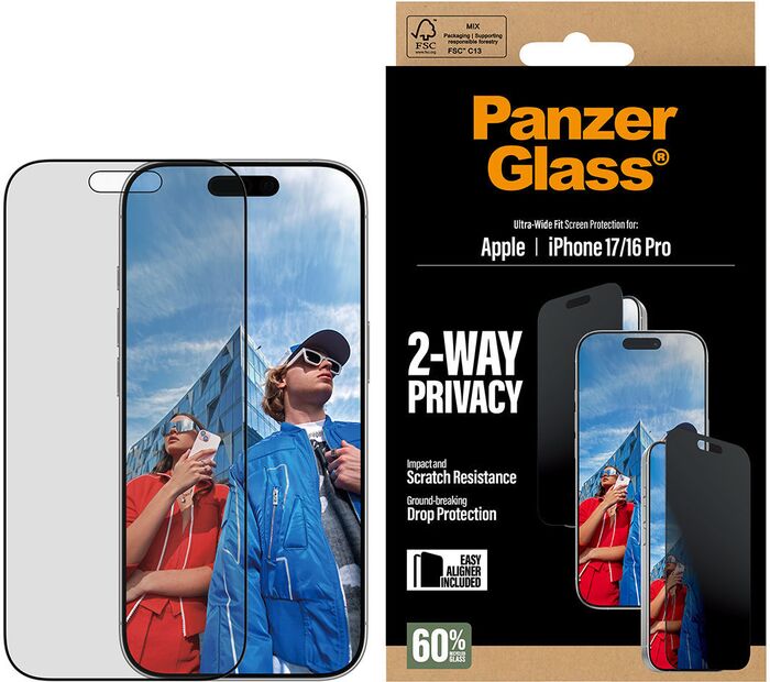 Product image not available for PanzerGlass iPhone 17/16 Pro öryggisgler með skjásíu og EasyAligner
