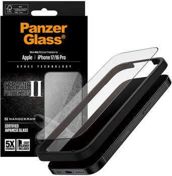 PanzerGlass iPhone 17/16 Pro Ceramic öryggisgler með EasyAligner