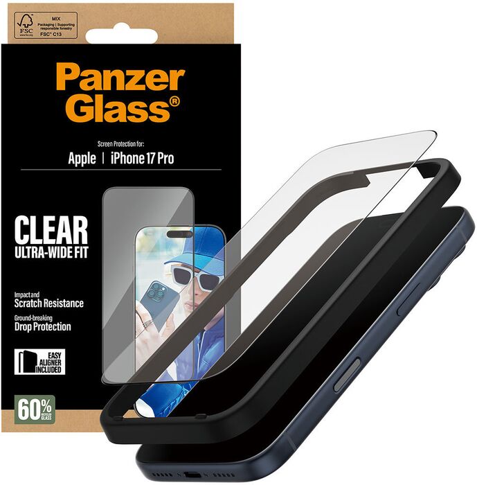 PanzerGlass iPhone 17 Pro öryggisgler með EasyAligner