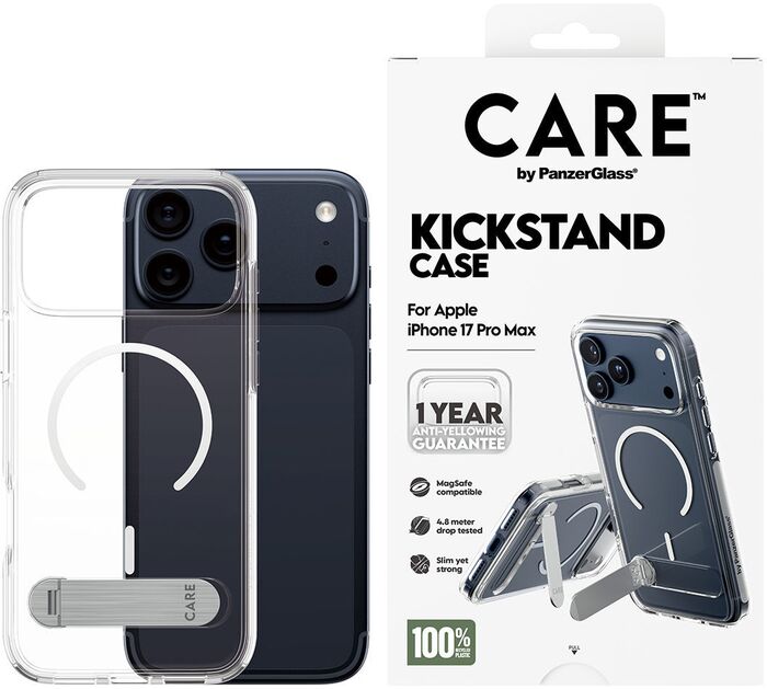 Product image not available for CARE iPhone 17 Pro Max Kickstand MagSafe símahulstur - Glært