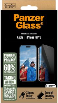 PanzerGlass iPhone 16 Pro öryggisgler með skjásíu og EasyAligner
