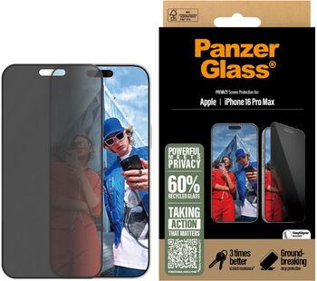 PanzerGlass iPhone 16 Pro Max öryggisgler með skjásíu og EasyAligner