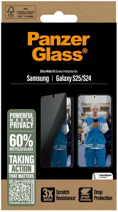 PanzerGlass Samsung S25 öryggisgler með skjásíu