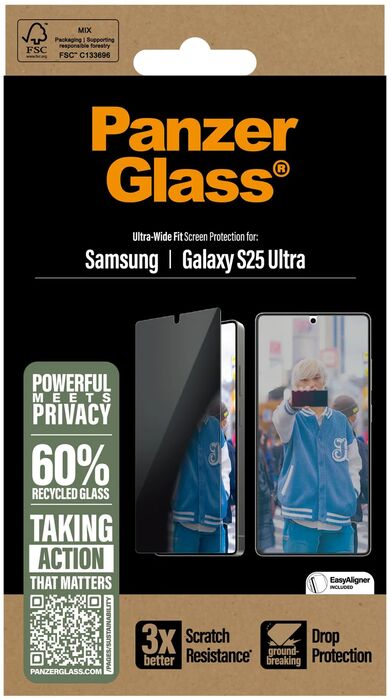 PanzerGlass Samsung S25 Ultra öryggisgler með skjásíu