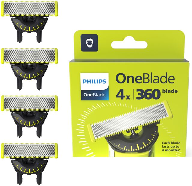 Philips OneBlade 360 4x auka rakvélarblöð 