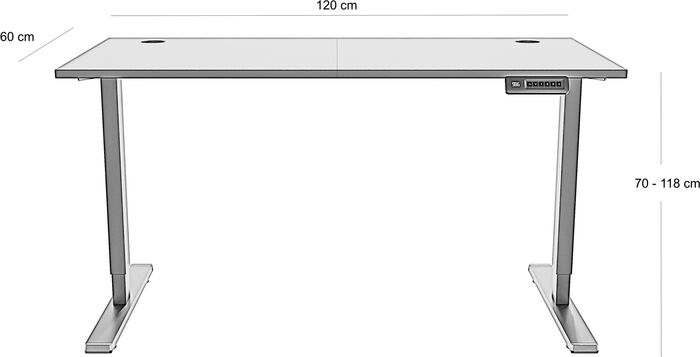 Piranha E-Base 120 skrifborð - Svart / Hvítt
