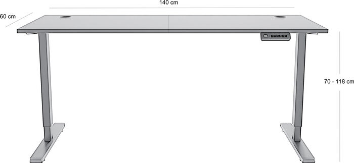 Piranha E-Base 140 skrifborð - Svart / Hvítt