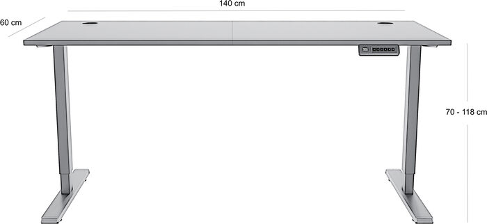 Piranha E-Base 140 skrifborð - Hvítt