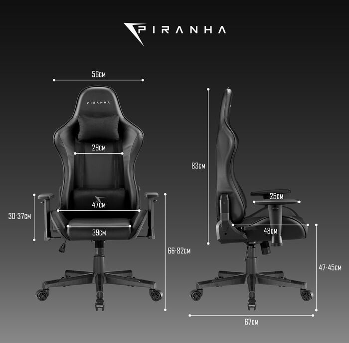 PIRHANA BITE v2 leikjastóll - Svartur 