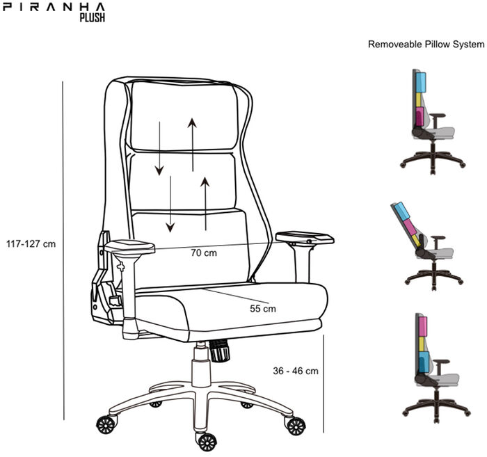 Piranha Plush leikjastóll - Svartur