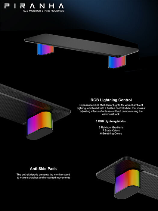 Piranha RGB skjástandur - Svartur