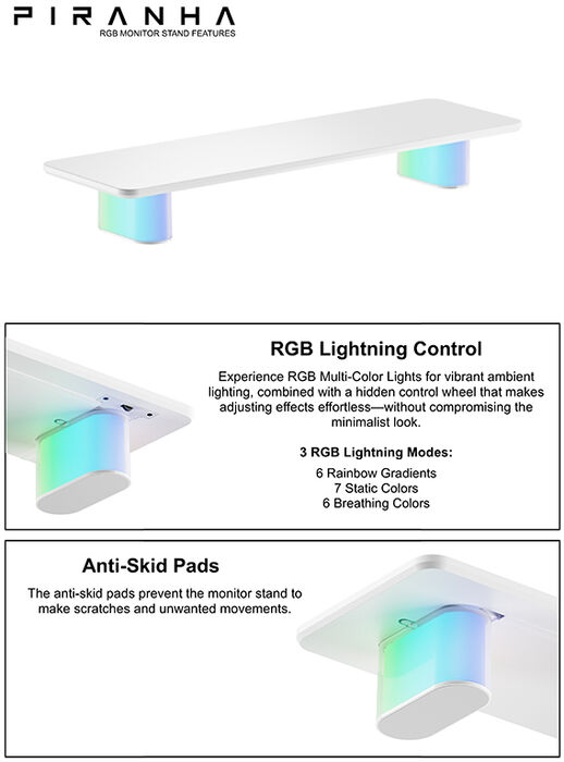 Piranha RGB skjástandur - Hvítur 