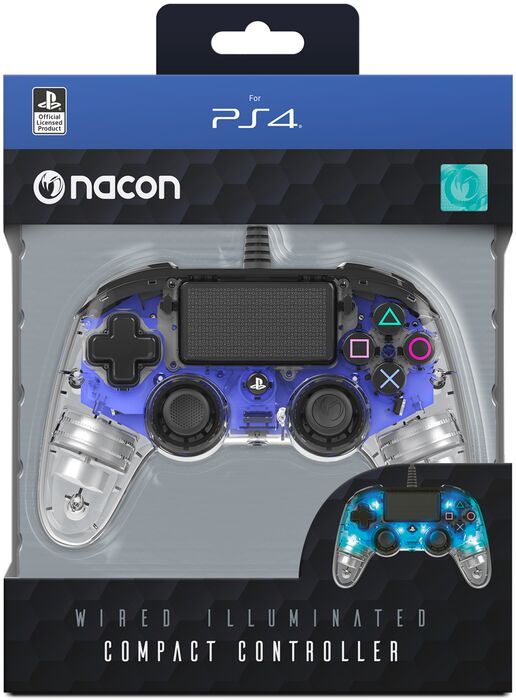 PS4: Nacon fjarstýring - Blá/Glær