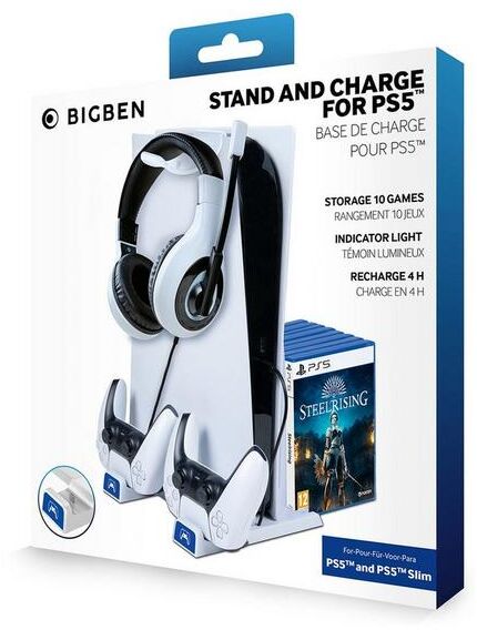 Bigben hleðslustandur fyrir PS5 Slim og 2 stýripinna