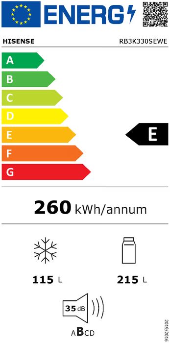 Hisense kæli- og frystiskápur RB3K330SEWE - Hvítur