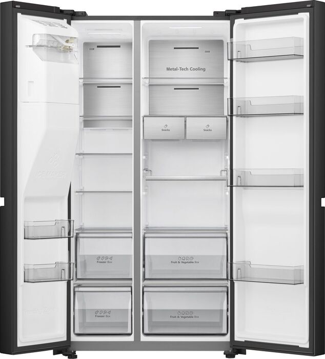 Hisense tvöfaldur kæli- og frystiskápur RS818N4IFE - Svartur