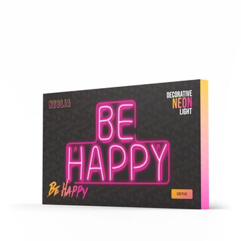 Neon LED ljós - Be Happy bleikt