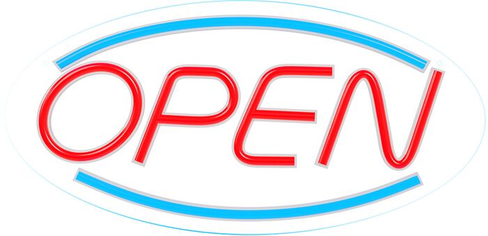 Neon LED ljós - Open rautt / blátt