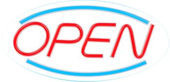 Neon LED ljós - Open rautt / blátt